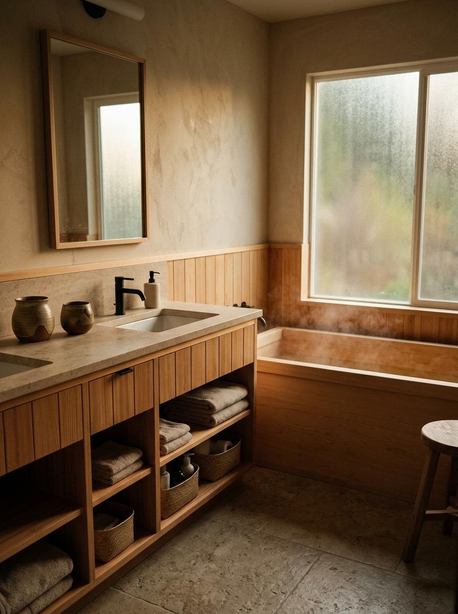 Functional Design Within A Simple Japandi Bathroom