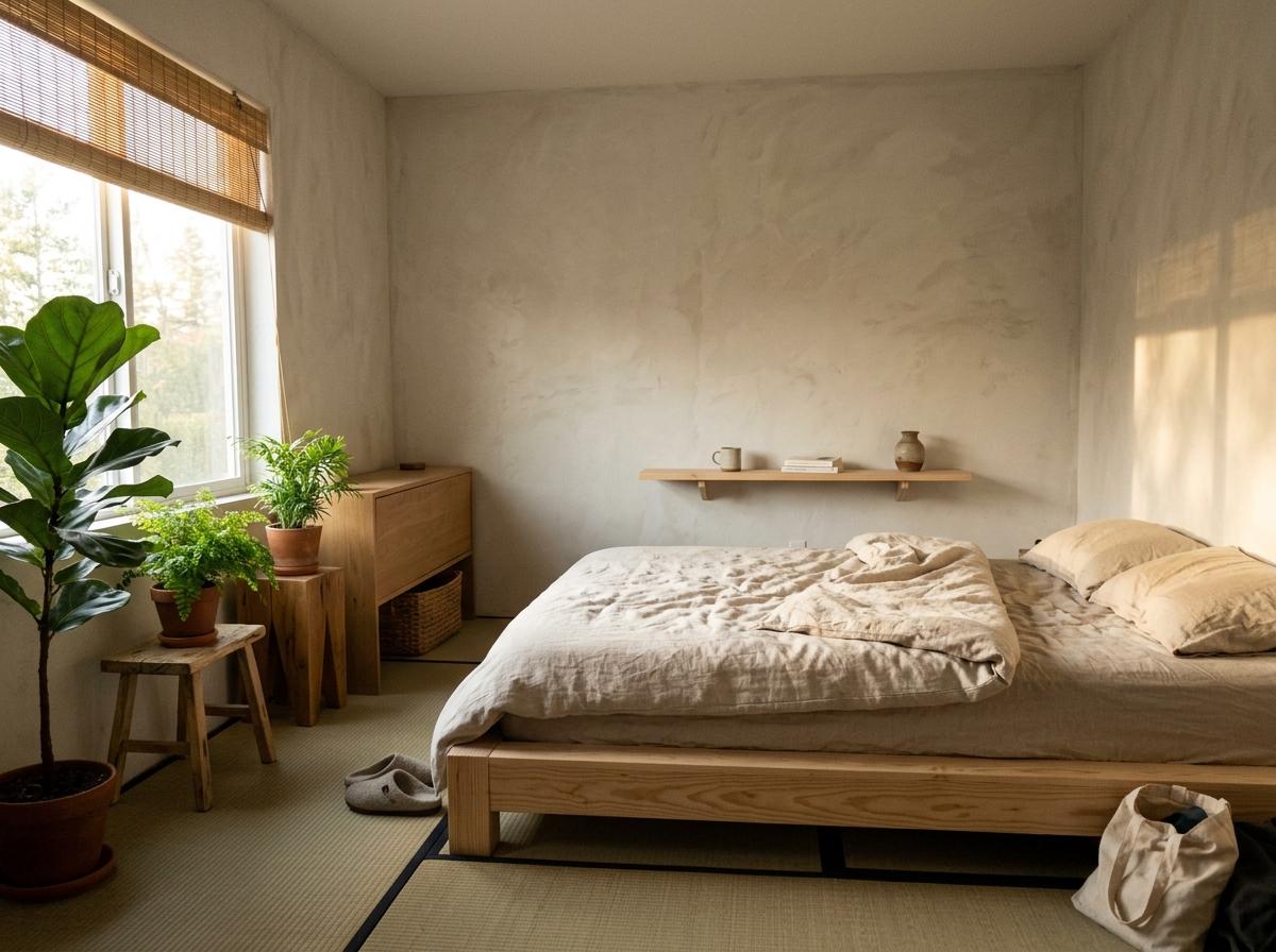 Functional Elegance In A Sustainable Japandi Bedroom Layout