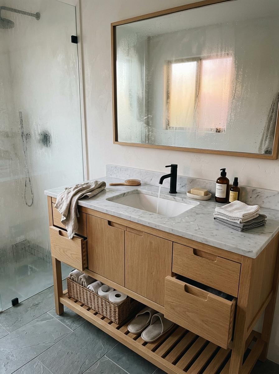 Functional Elegance Within A Japandi Bathroom Vanity Design