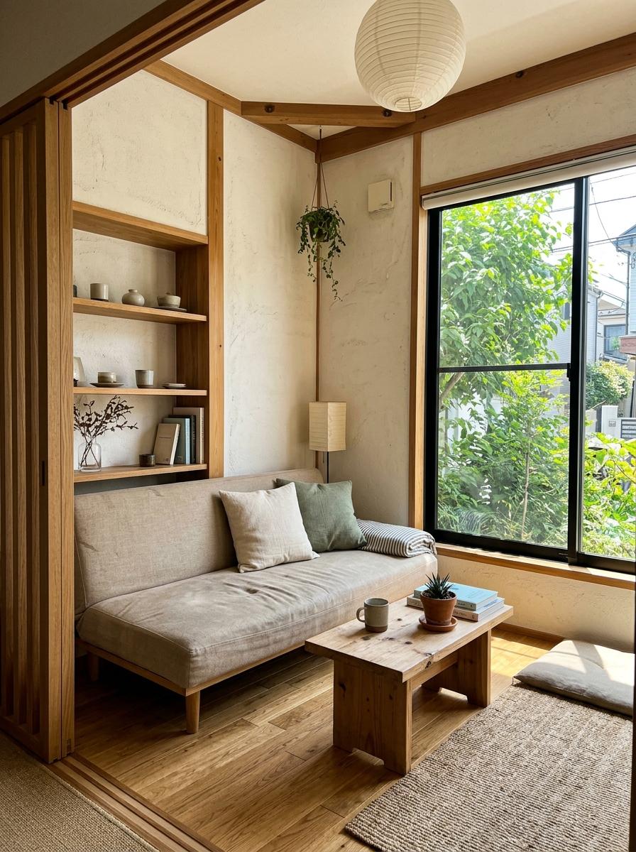 Functional Minimalism Inside A Modern Small Japandi Living Room