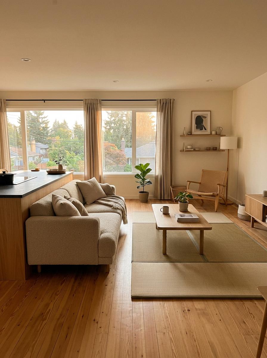 Functional Open Layouts Tailored For Your Cozy Japandi Living Room