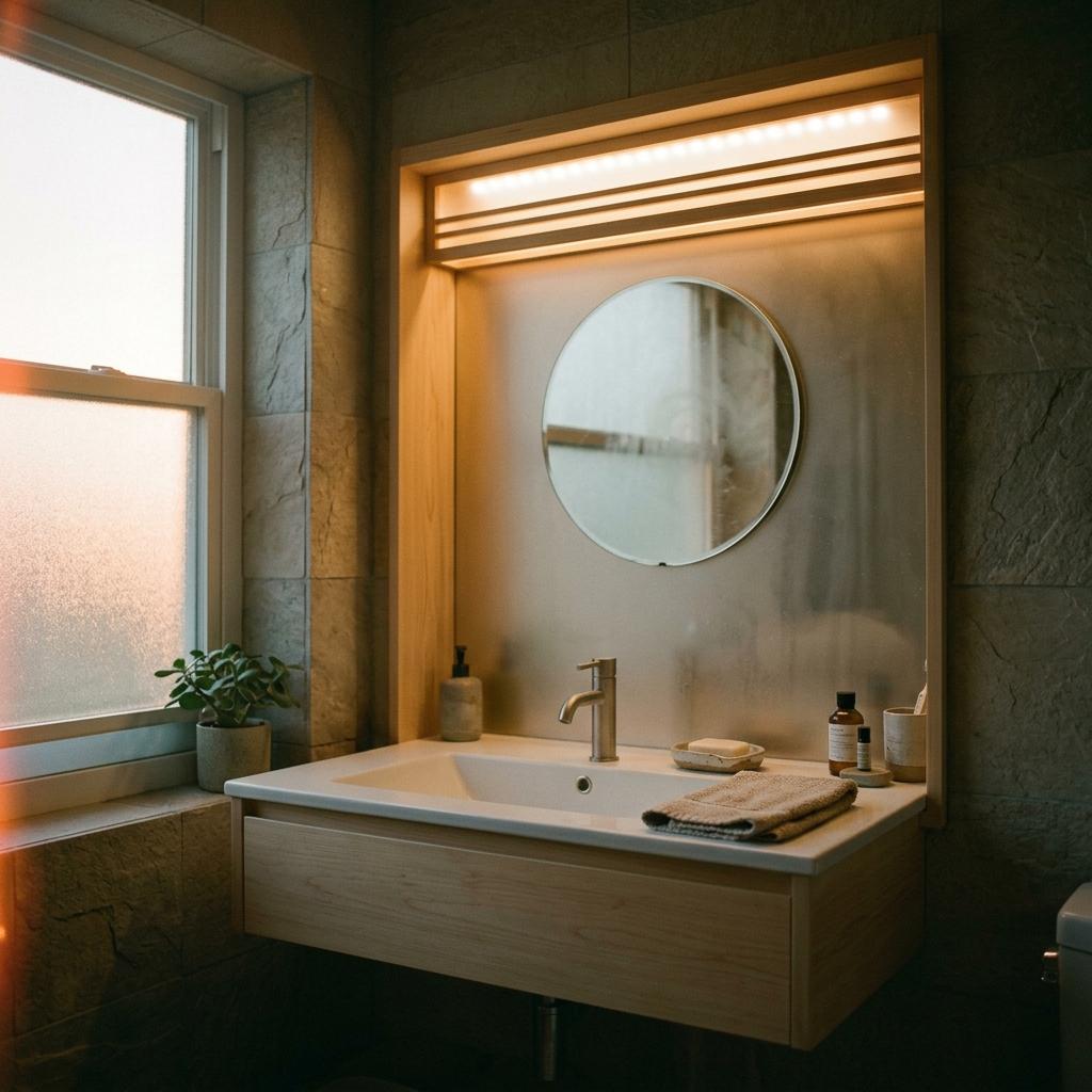 Functional Simplicity Found In Japandi Bathroom Lighting