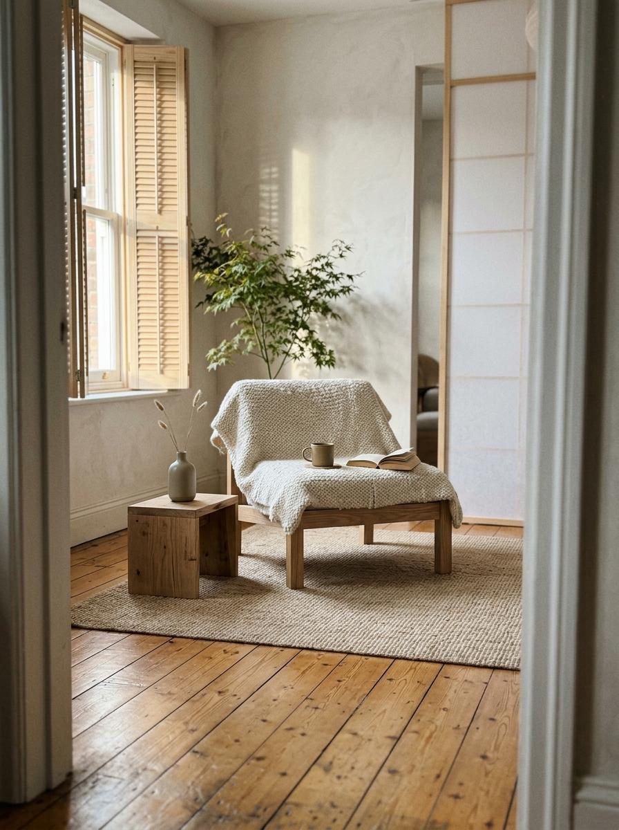 Glimpse A Cozy Haven Featuring Japandi Style Elements