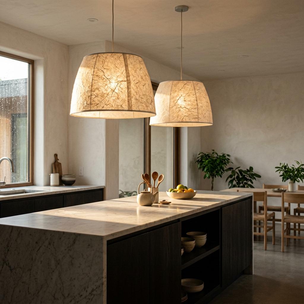 Glimpse A Fashionable Home Featuring Japandi Kitchen Lighting