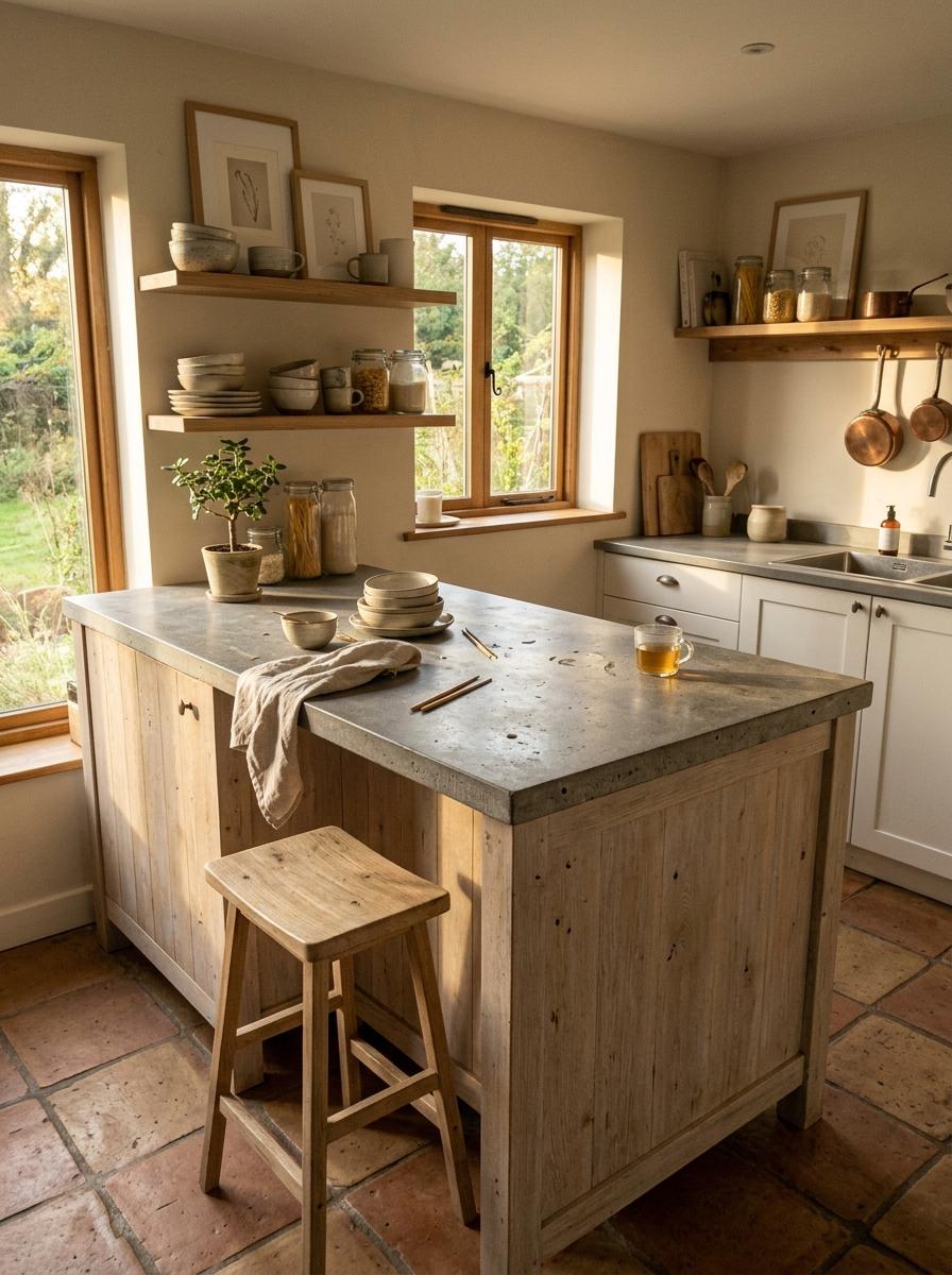 Glimpse A Fashionable Kitchen With A Japandi Kitchen Island