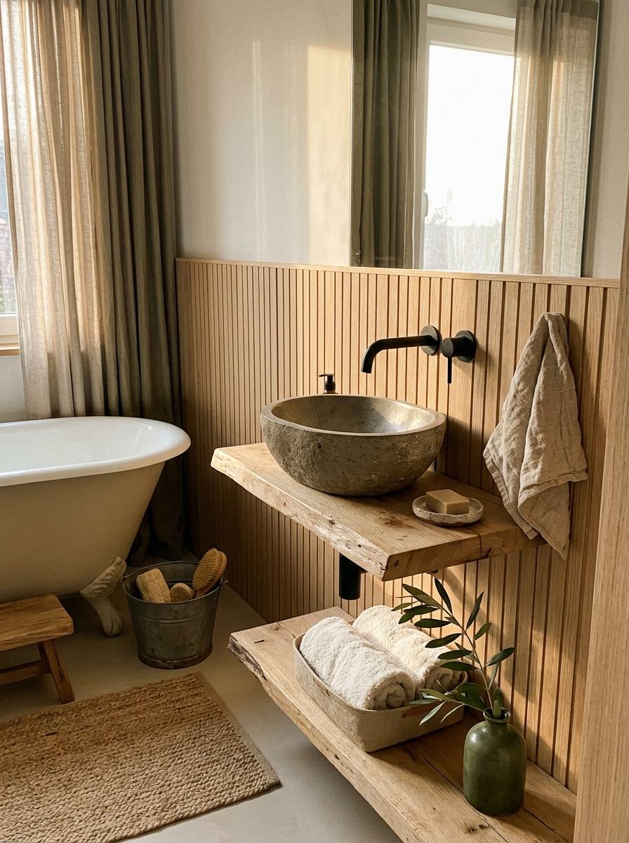 Glimpse A Fashionable Zen Japandi Bathroom