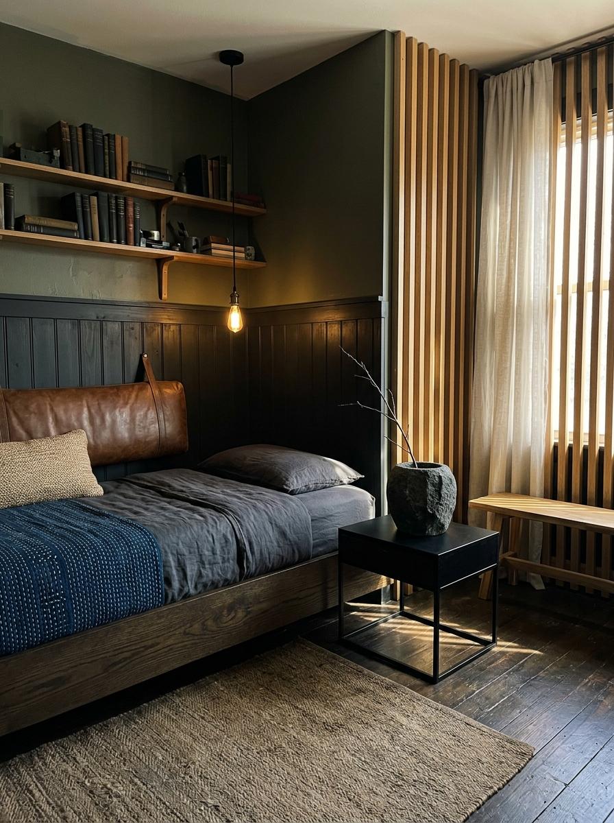 Glimpse A Moody Dark Academy Bedroom With Japandi Accents