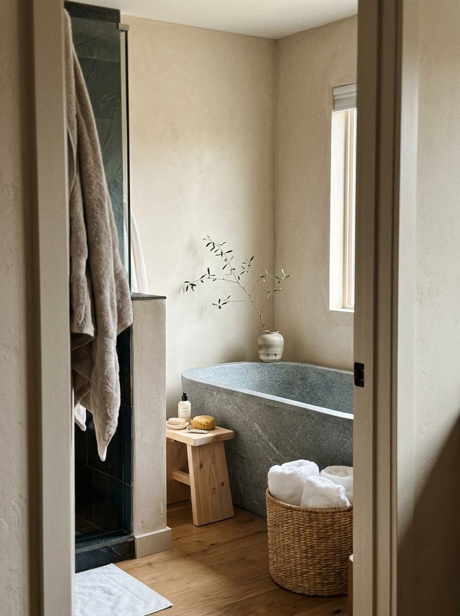 Glimpse A Sophisticated Private Bath With Japandi Bathroom Design