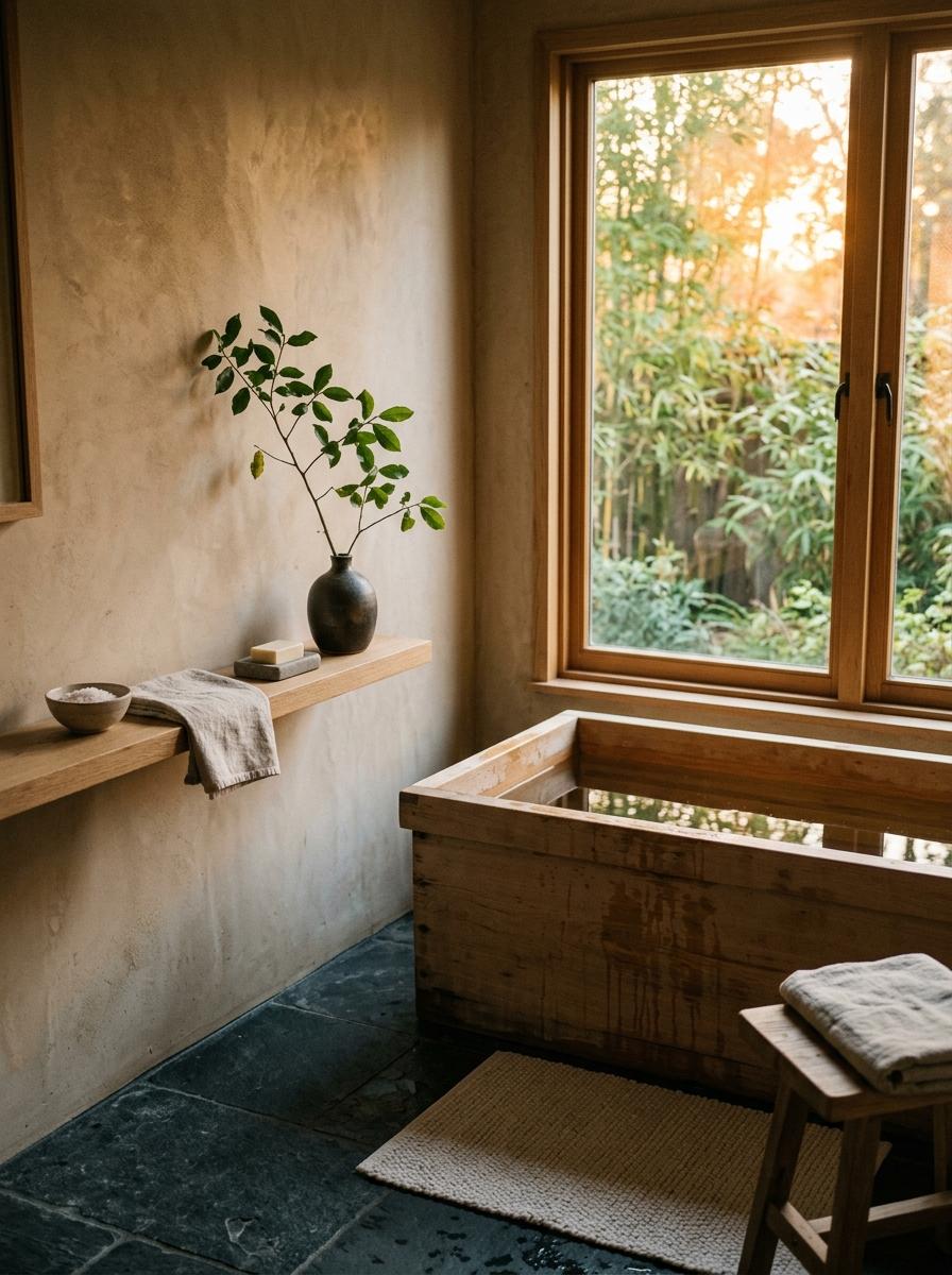 Glimpse A Spa Inspired Retreat With Japandi Bathroom Decor