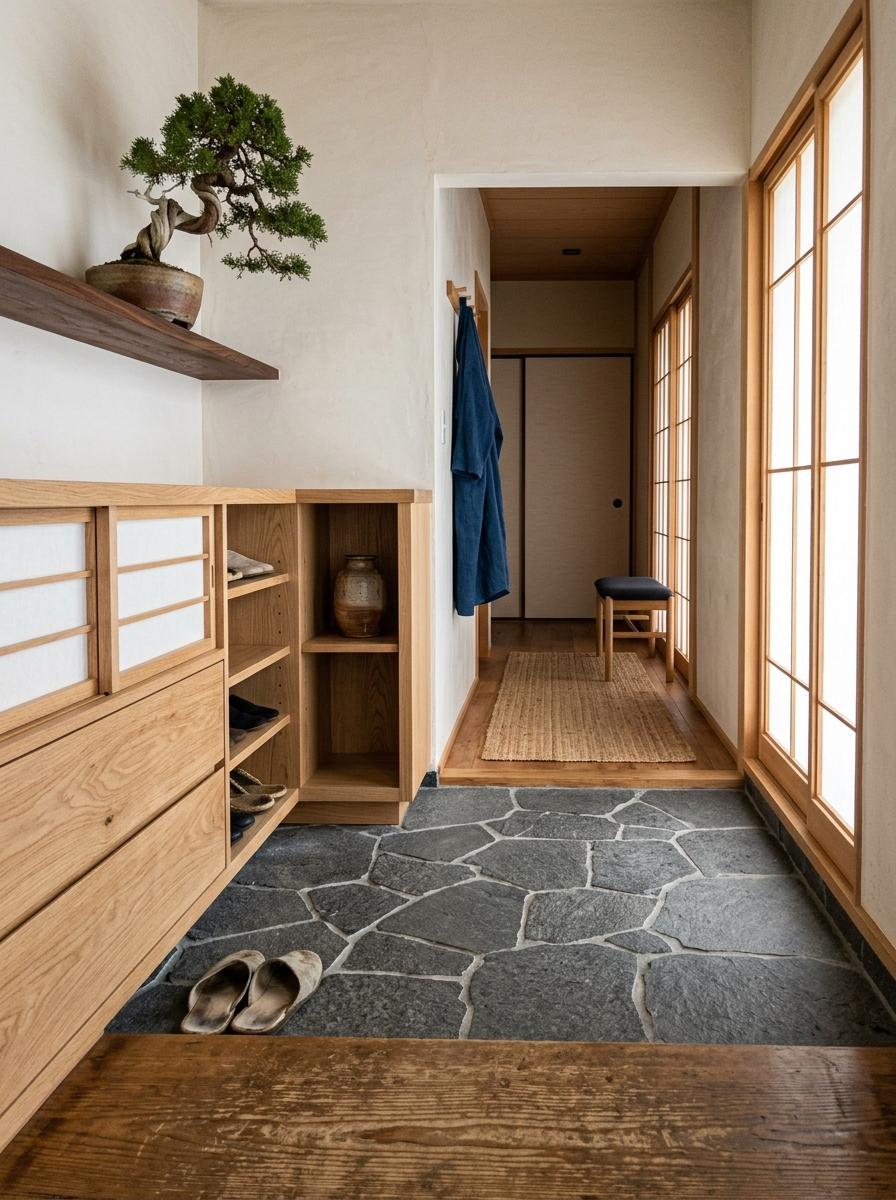 Glimpse A Warm And Welcoming Japandi Entryway Interior