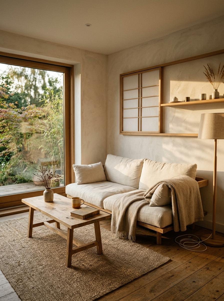 Glimpse The Natural Beauty Of A Neutral Japandi Living Room