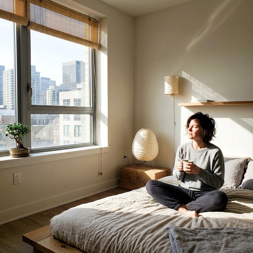 Glimpse The Perfect Glow In A Japandi Bedroom