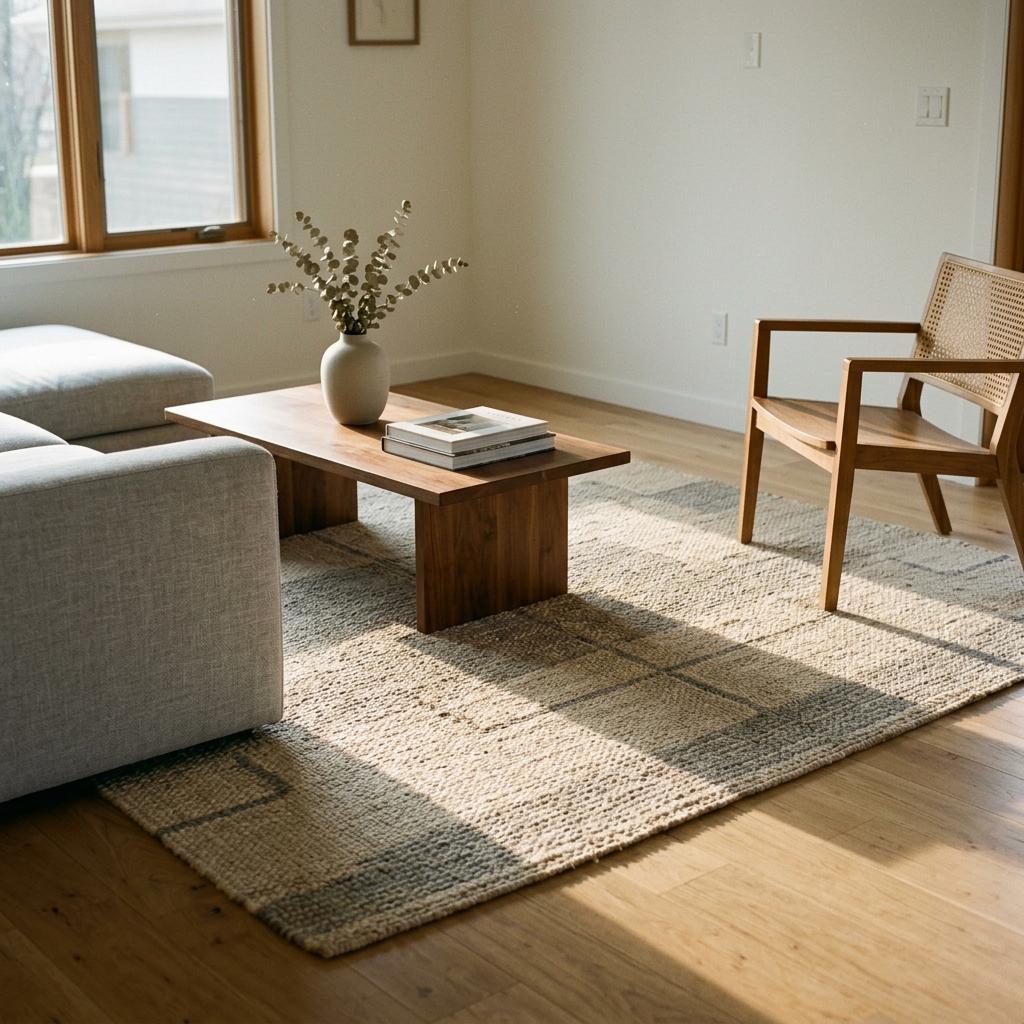 Grounding Your Space With A Minimalist Japandi Living Room Rug