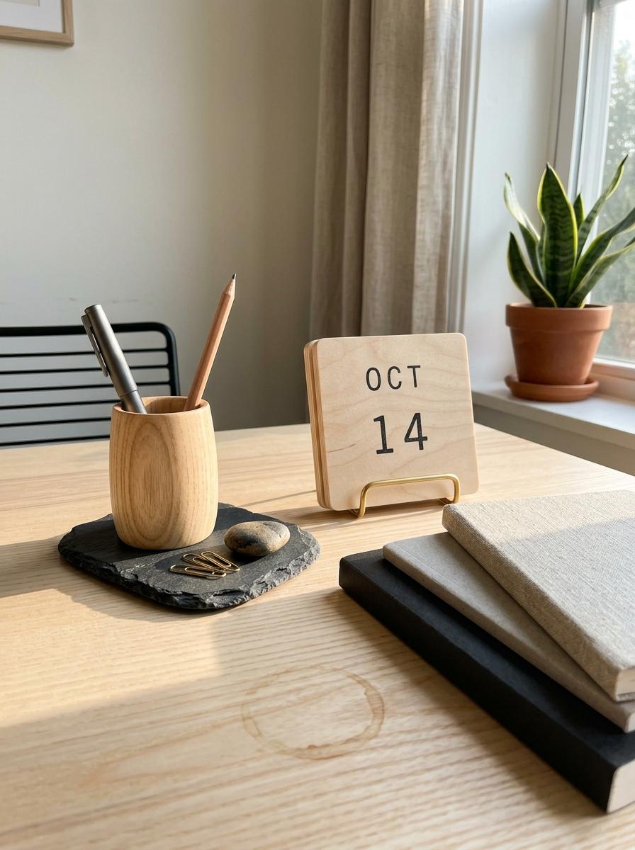 Handcrafted Beauty Meets Function In Japandi Office Accessories