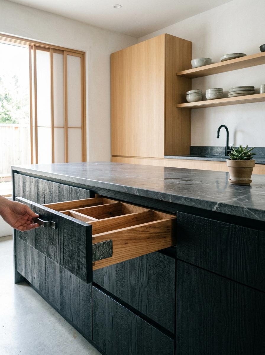 Handcrafted Details Within A Sustainable Japandi Kitchen Interior