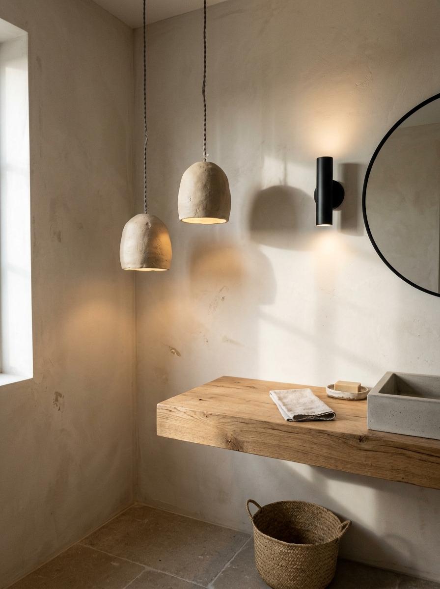Handcrafted Fixtures Meet Modern Japandi Bathroom Lighting