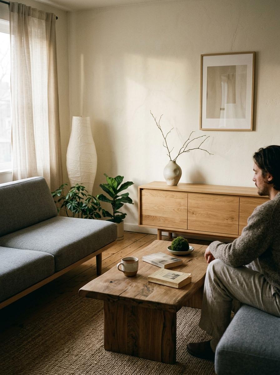 Harmonious Balance Found Within A Quiet Japandi Living Room