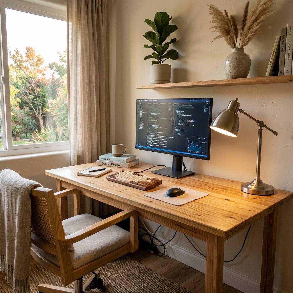 Harmonious Design Details In A Japandi Home Office