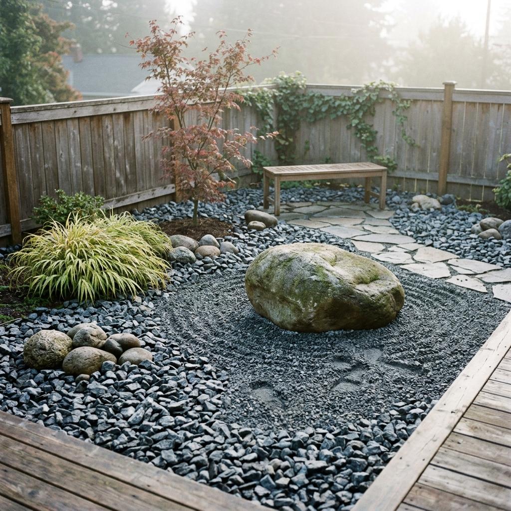 Harmonious Outdoor Retreat With Japandi Gravel Garden Features