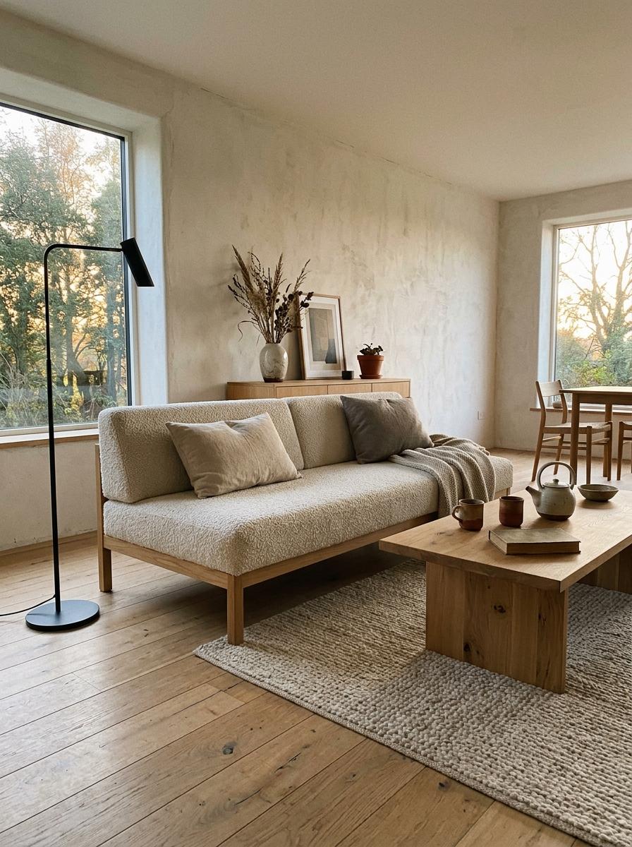 Harmonious Textures Abound In This Warm Japandi Living Room
