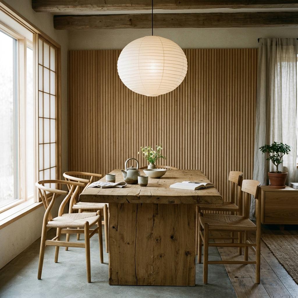 Harmonious Textures Within A Beautiful Japandi Dining Room