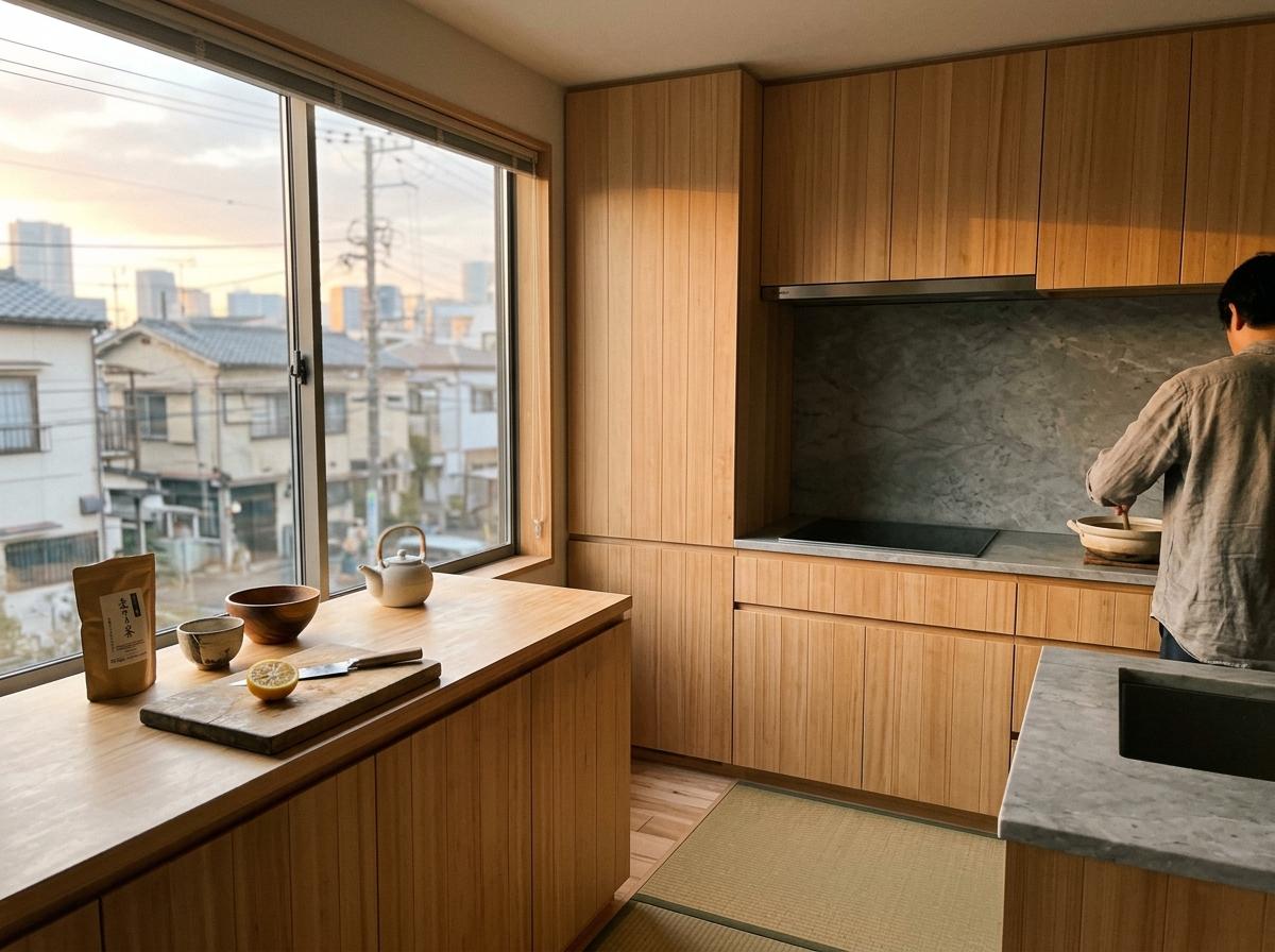 Harmony And Balance Found In A Light Filled Japandi Kitchen