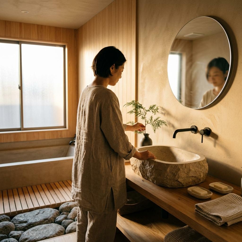 Harmony Found Within A Beautiful Modern Japandi Bathroom Space