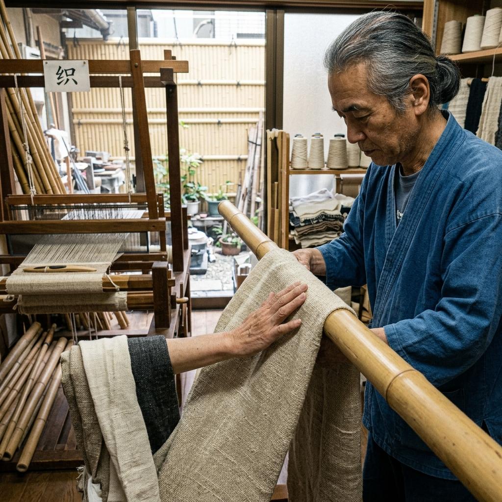 Harmony In Contrast With Bamboo And Soft Cotton Japandi Textures