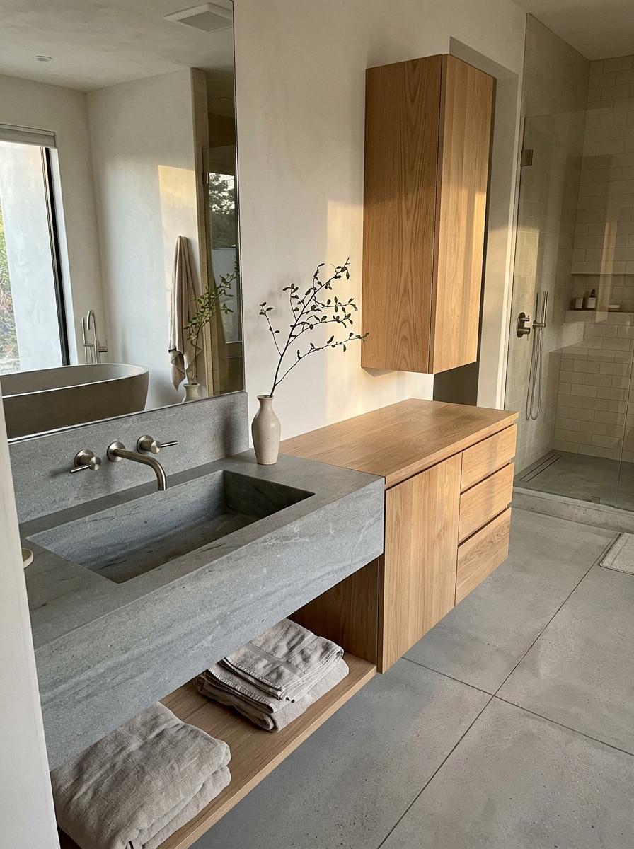 High End Finishes Elevate This Luxury Japandi Master Bathroom