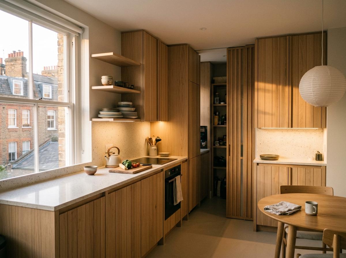 How A Modern Flat Uses Japandi Kitchen Storage To Save Space