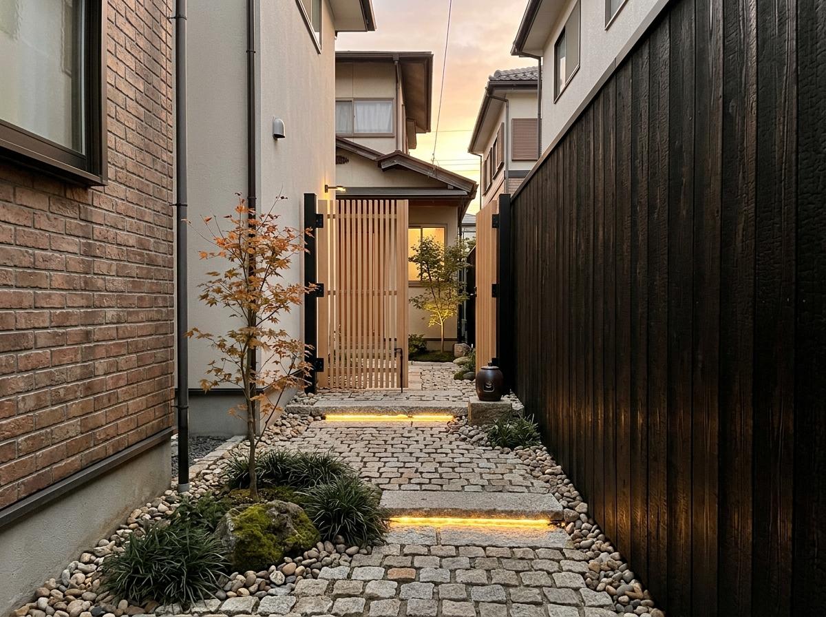 How A Narrow Entrance Embraces Japandi Front Yard Design Style