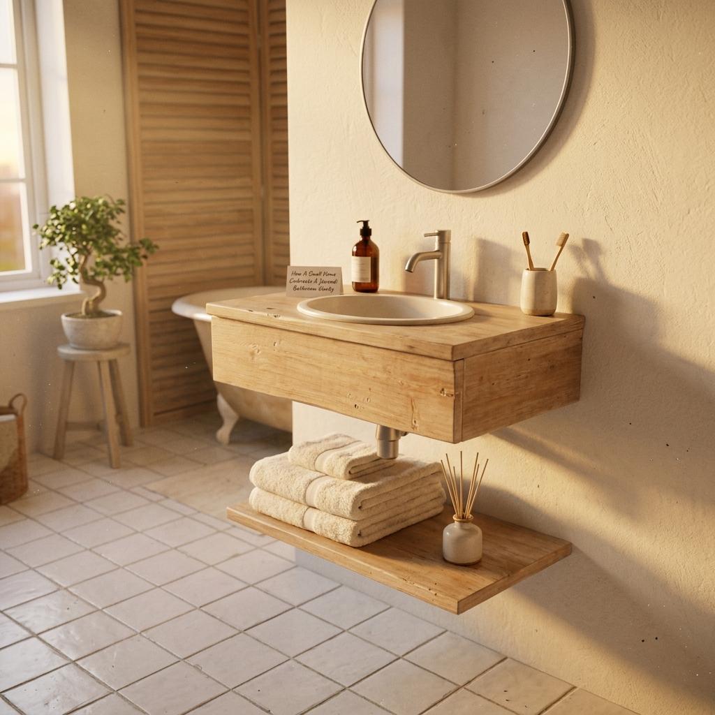 How A Small Home Embraces A Japandi Bathroom Vanity