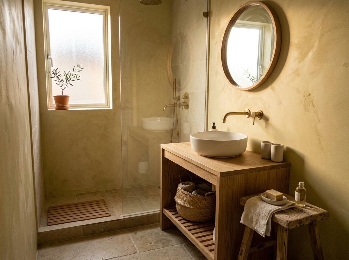 How A Small Home Embraces Modern Japandi Bathroom Style