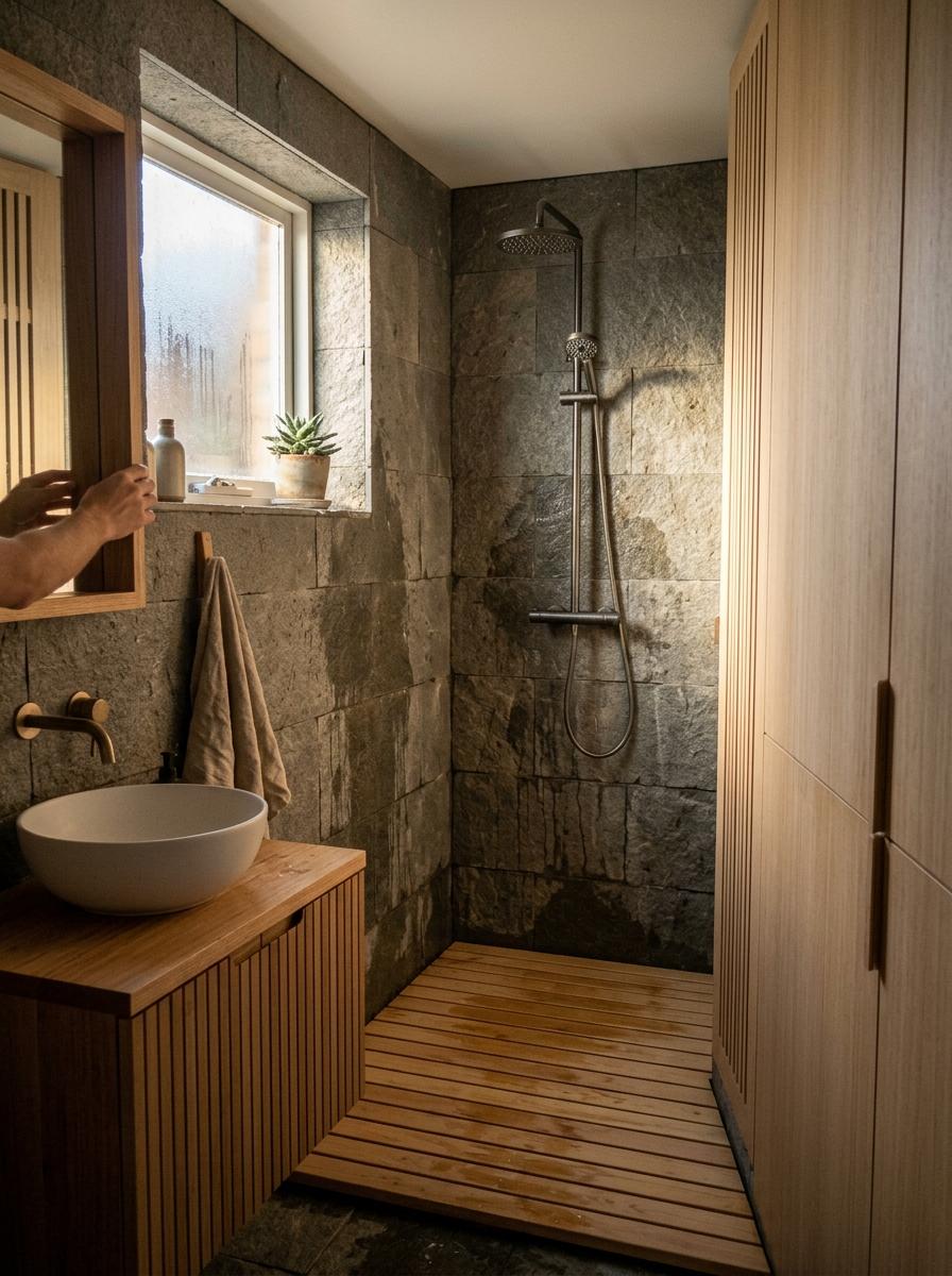 How This Apartment Incorporates A Minimalist Japandi Bathroom Theme