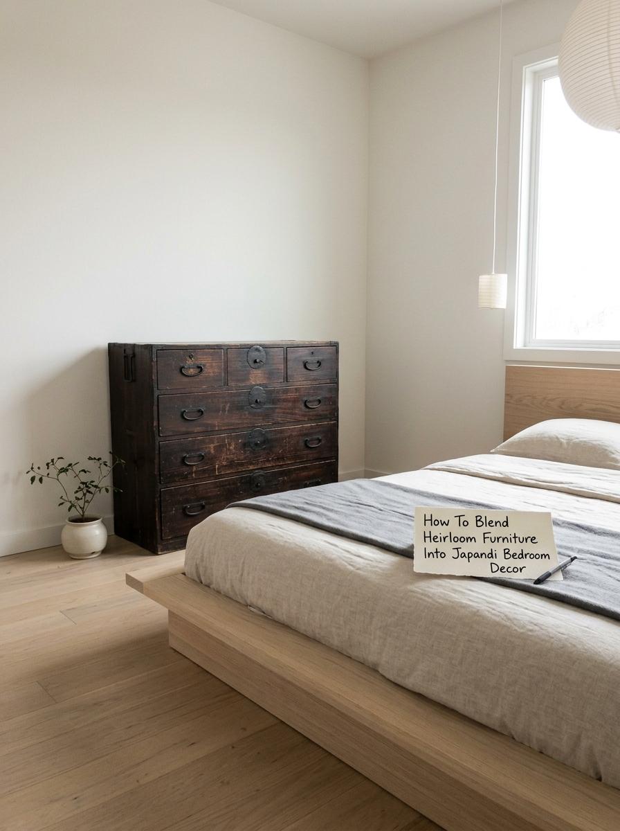 How To Blend Heirloom Furniture Into Japandi Bedroom Decor