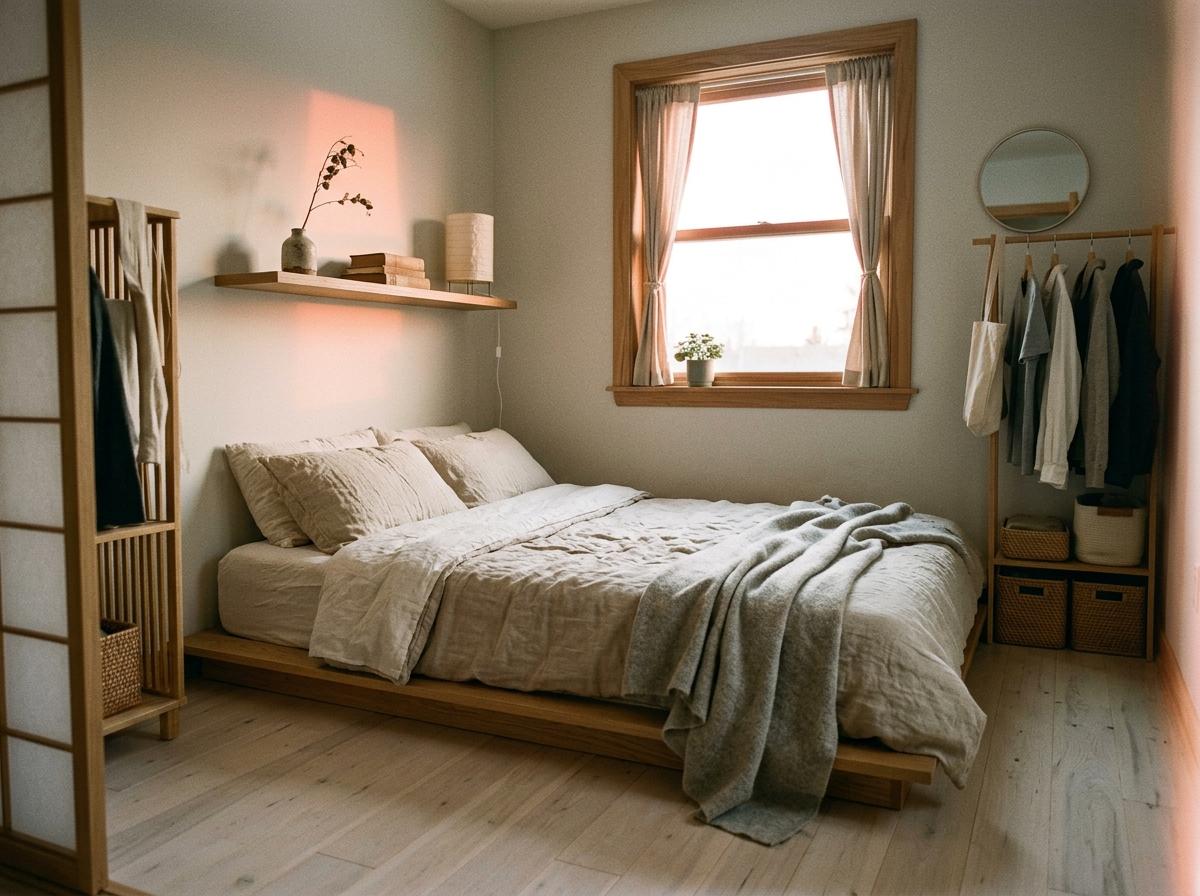 How To Maximize Floor Space In A Japandi Small Bedroom
