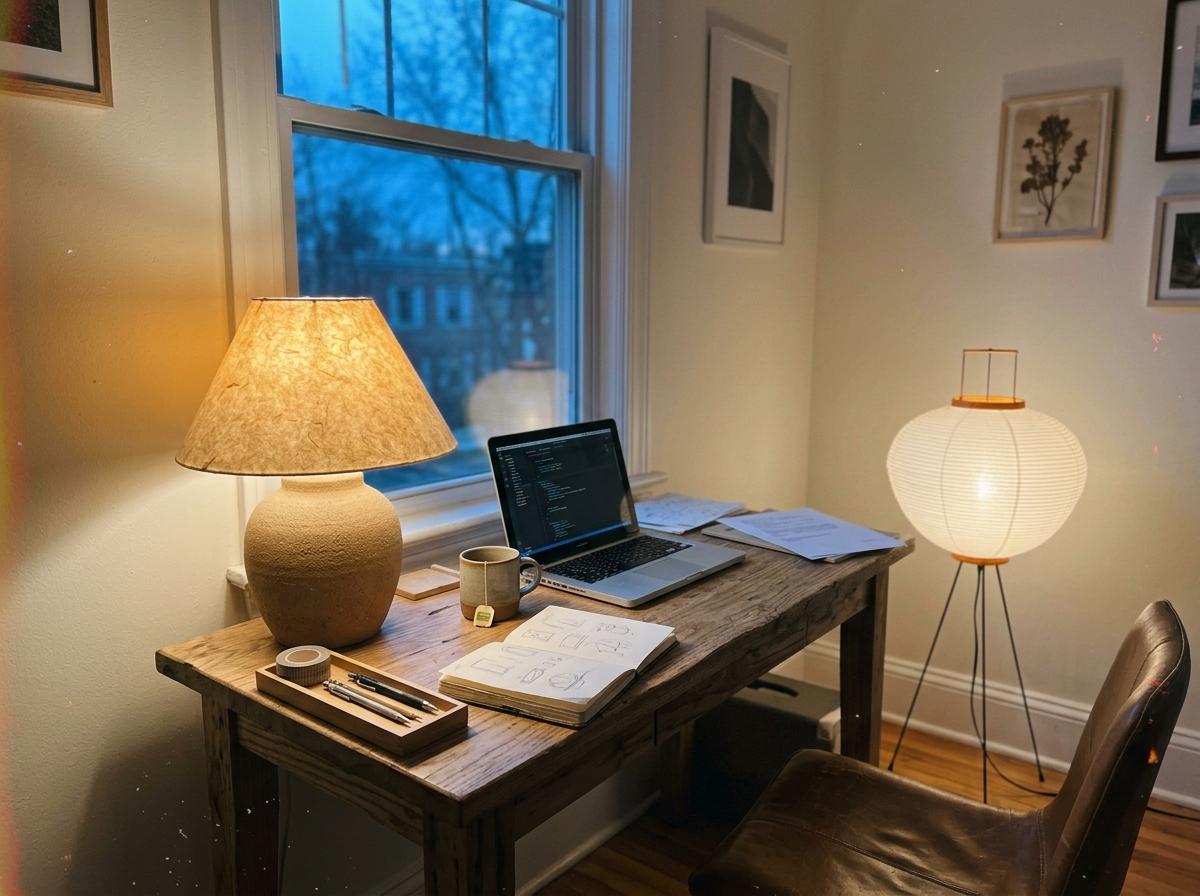 Illuminate A Creative Apartment With Japandi Office Lighting