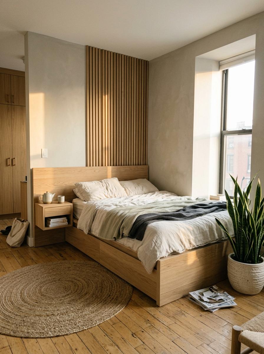 Incorporating Natural Oak Elements Into A Modern Japandi Bedroom