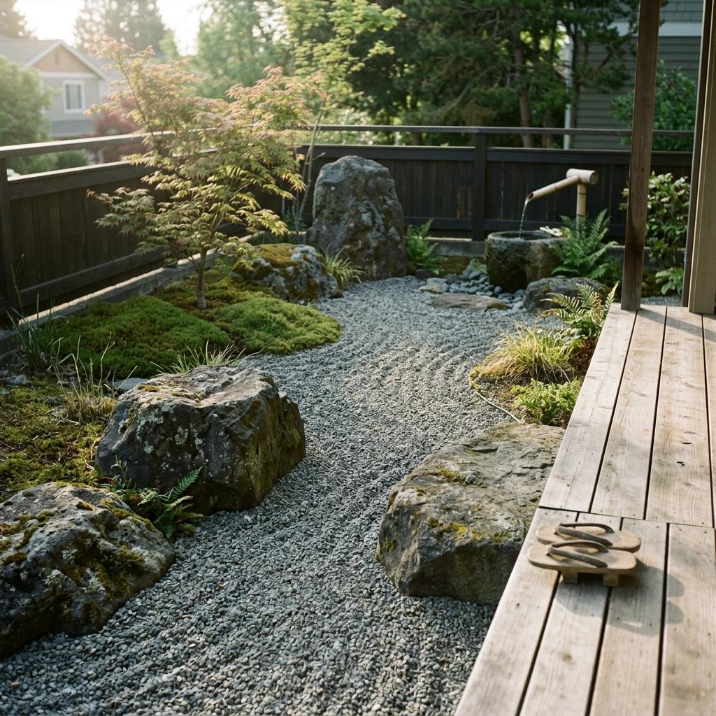 Incorporating Natural Stone Within A Japandi Gravel Garden