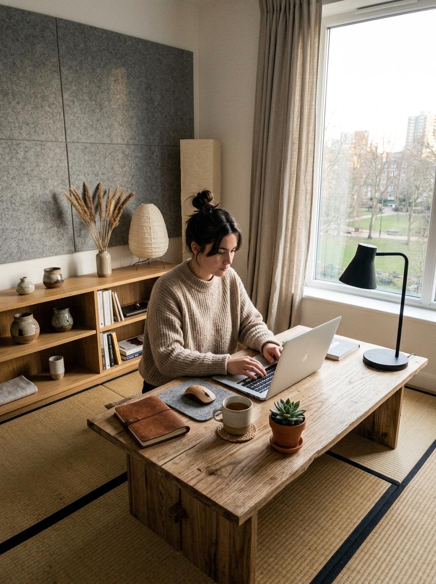 Incorporating Textures Into A Japandi Office Environment