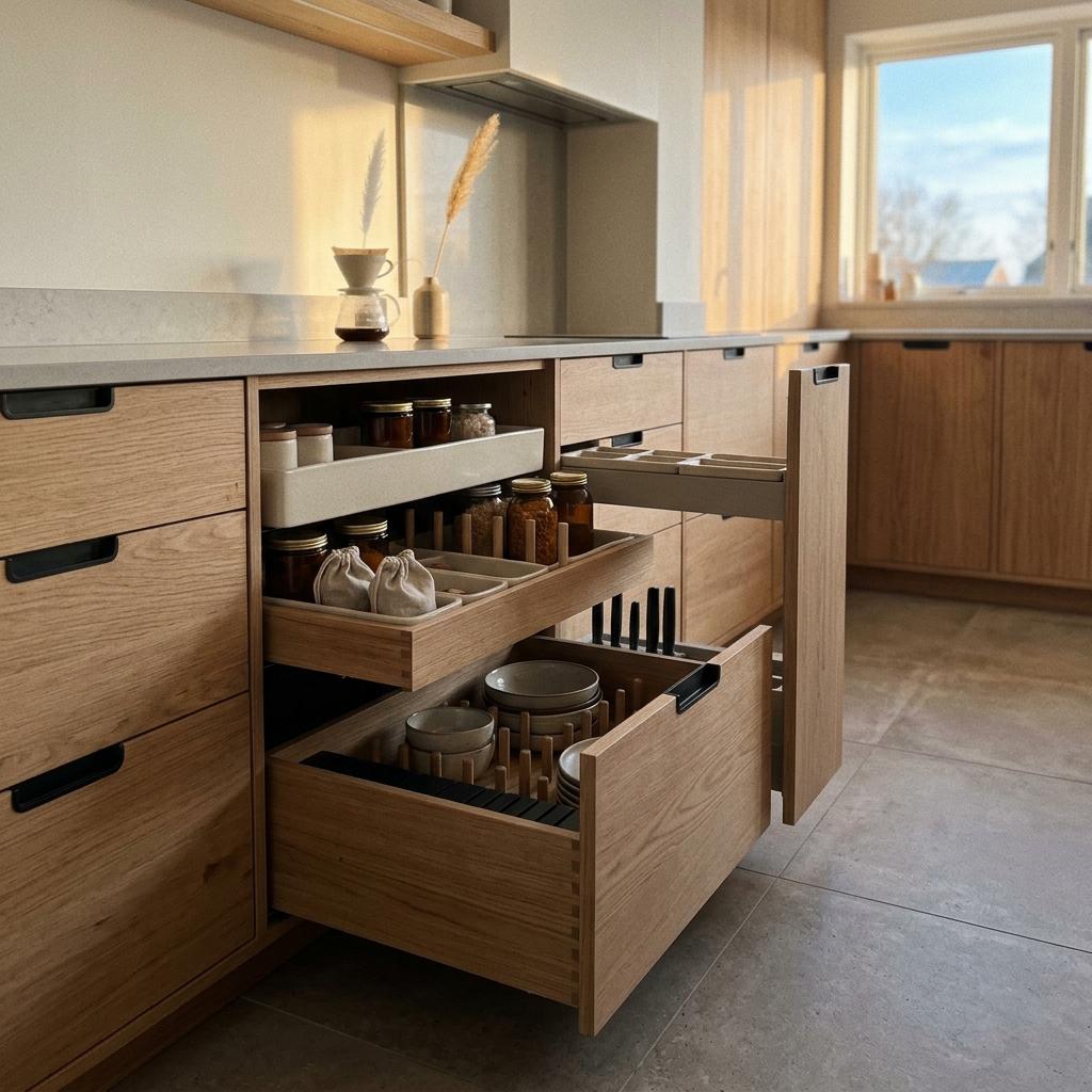 Innovative Storage Solutions For A Clean Japandi Kitchen Environment