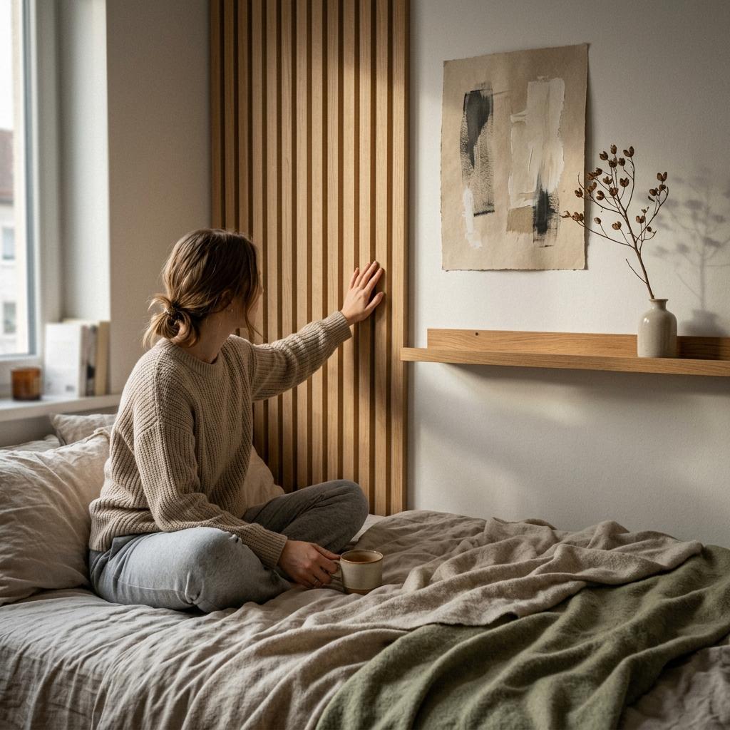 Inside A Cozy Home Featuring Elegant Japandi Bedroom Wall Decor