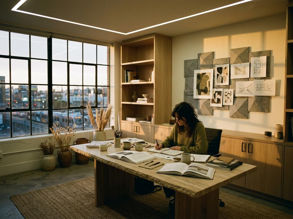 Inside A Creative Studio With Elegant Japandi Design Touches
