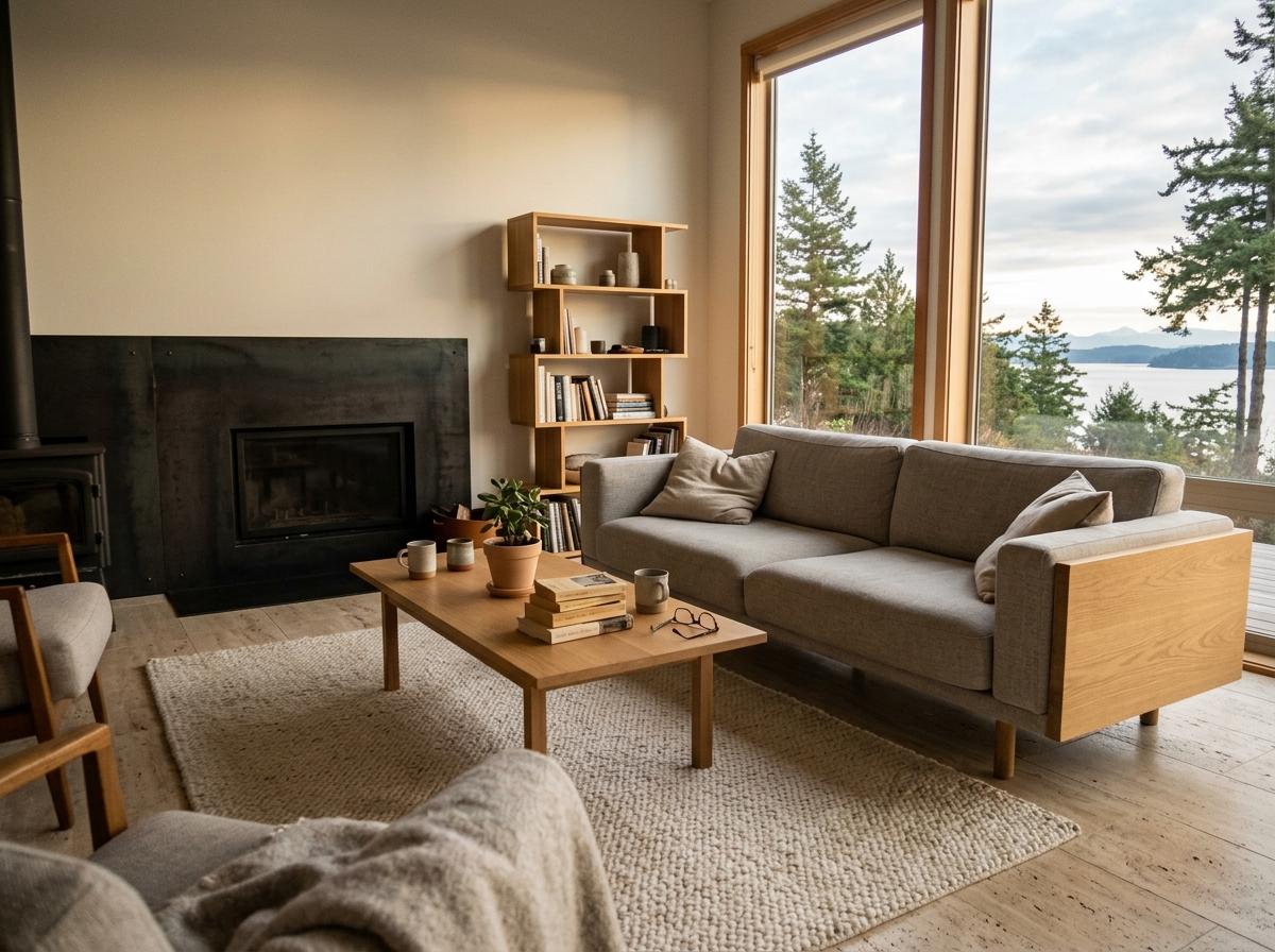 Inside A Curated Home With A Japandi Living Room Layout