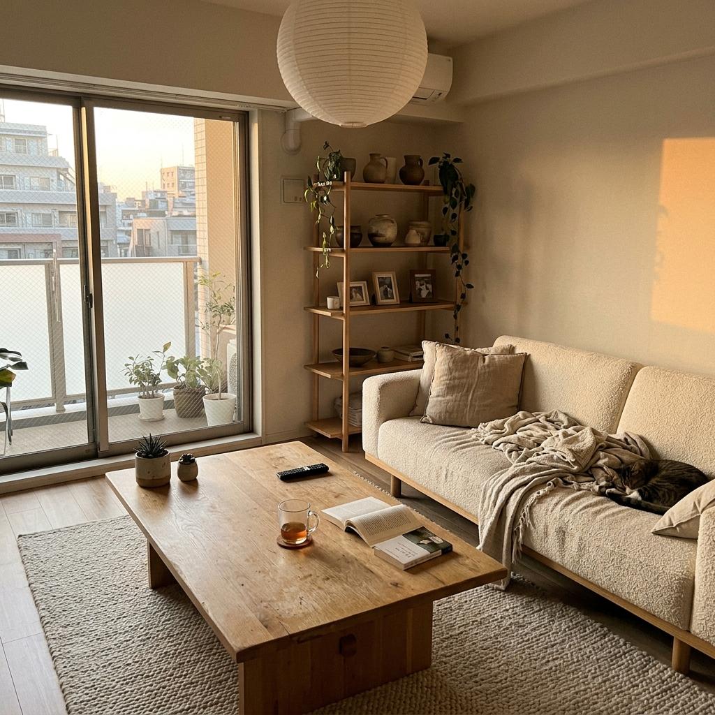 Inside A Functional And Cohesive Modern Japandi Living Room