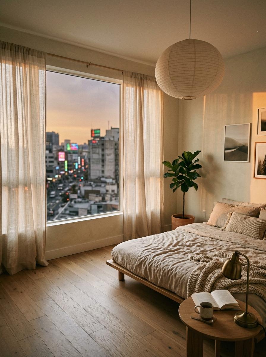 Inside A Light Filled Japandi Bedroom Space