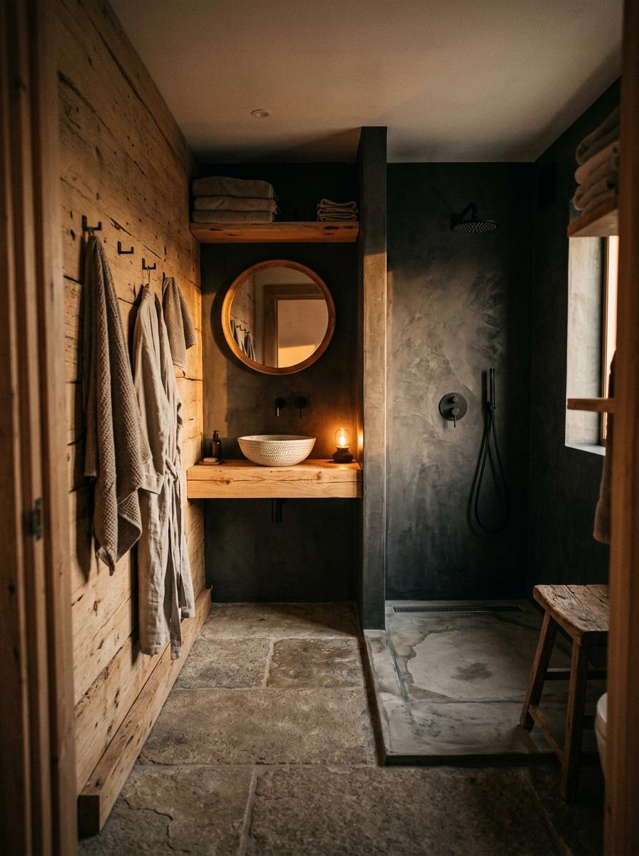 Inside A Minimalist Retreat Featuring Japandi Master Bathroom Details