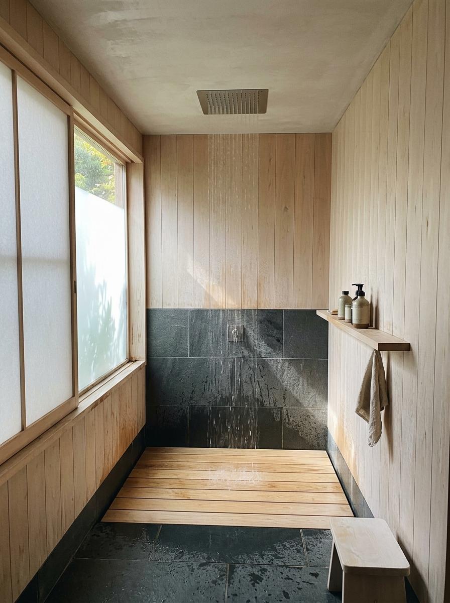 Inside A Minimalist Retreat With Japandi Bathroom Shower Details