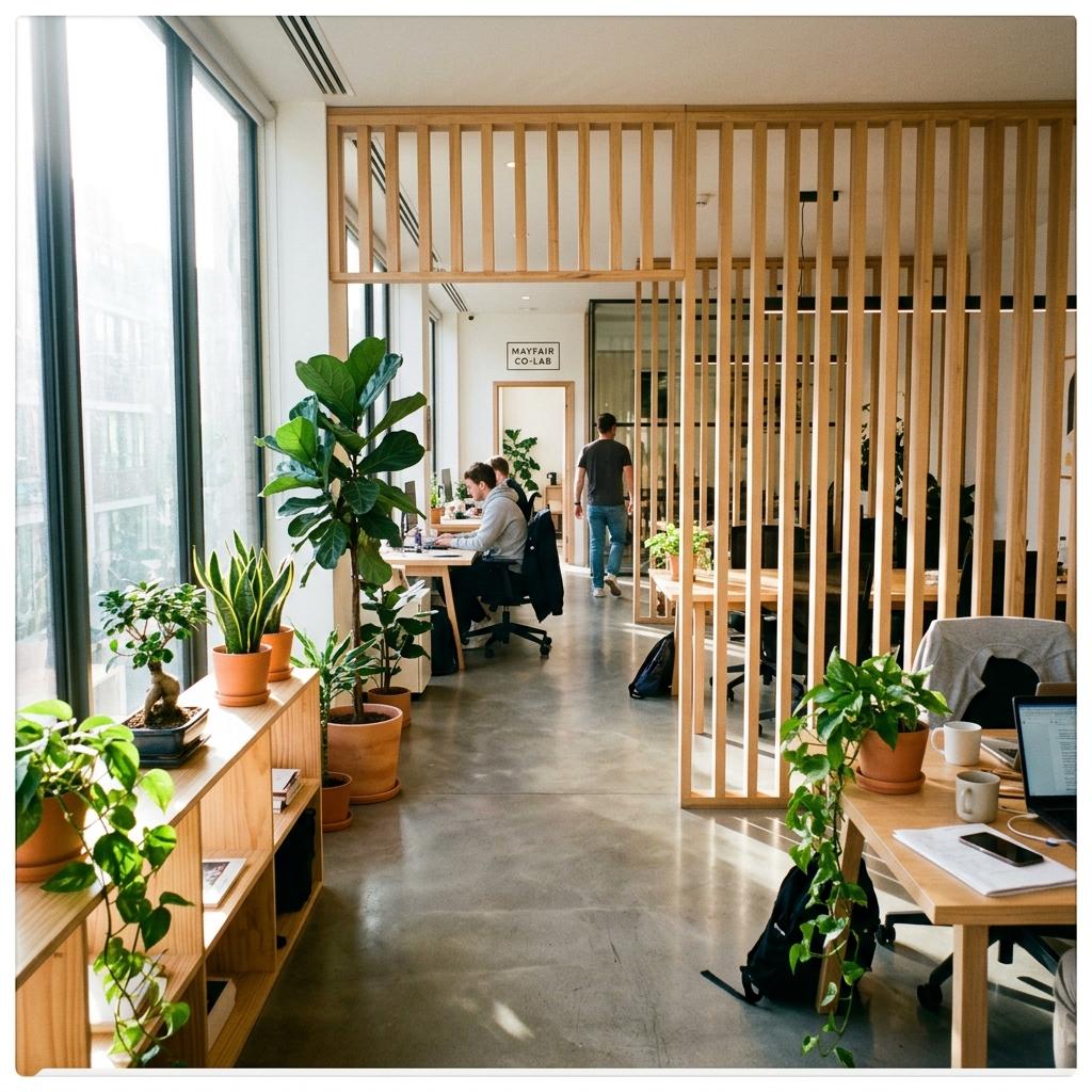 Inside A Modern Workspace Filled With Japandi Office Plants