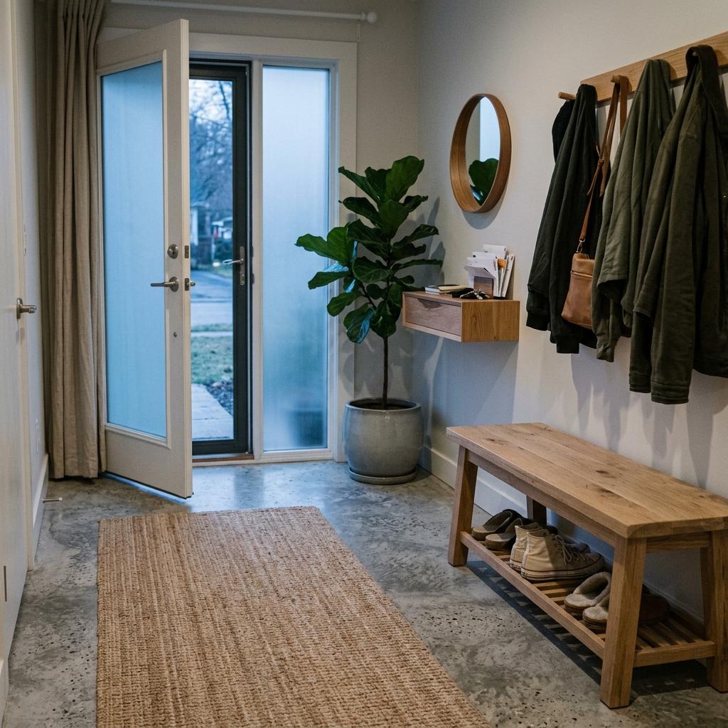 Inside A Nature Inspired Japandi Entryway Design Scheme